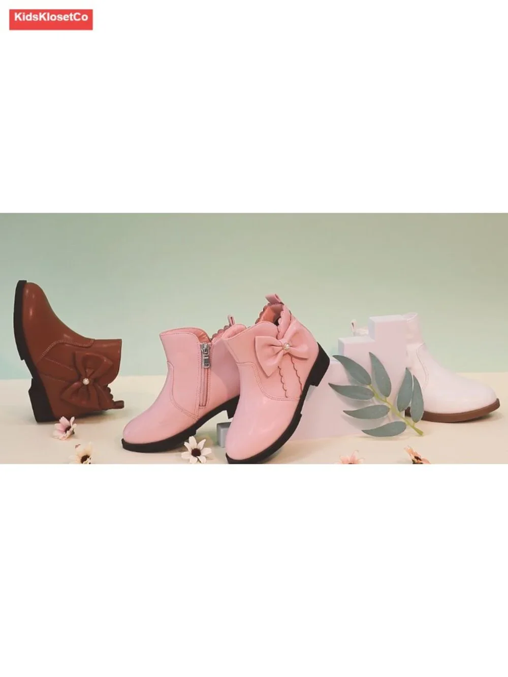 Girls Clara Ankle Boots Pearls Bow Dress Booties with Zipper